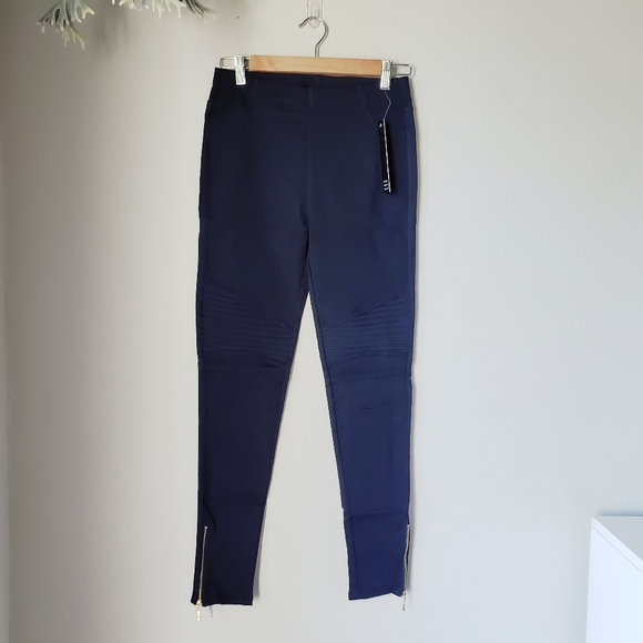 High Rise Navy Moto Leggings - Picture 2 of 9